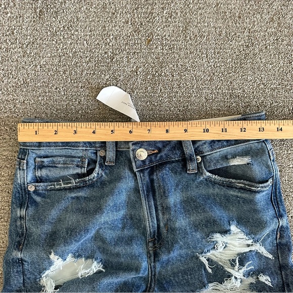 American Eagle HIGHEST RISE MOM JEAN BLOWN OUT BLUE STRETCH Size 4 - Picture 5 of 8